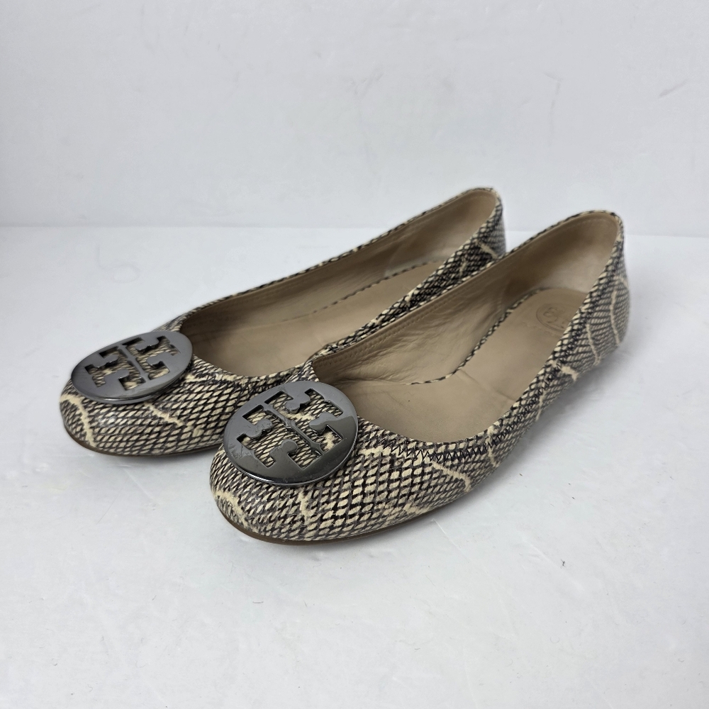 Tory Burch Python Snakeskin Embossed Reva Ballet … - image 1